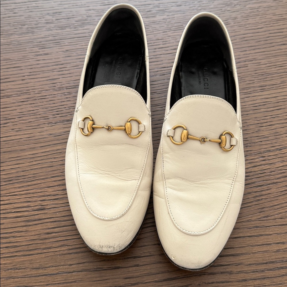 Gucci Brixton Women’s Ivory Leather Horsebit Loafers 39.5.